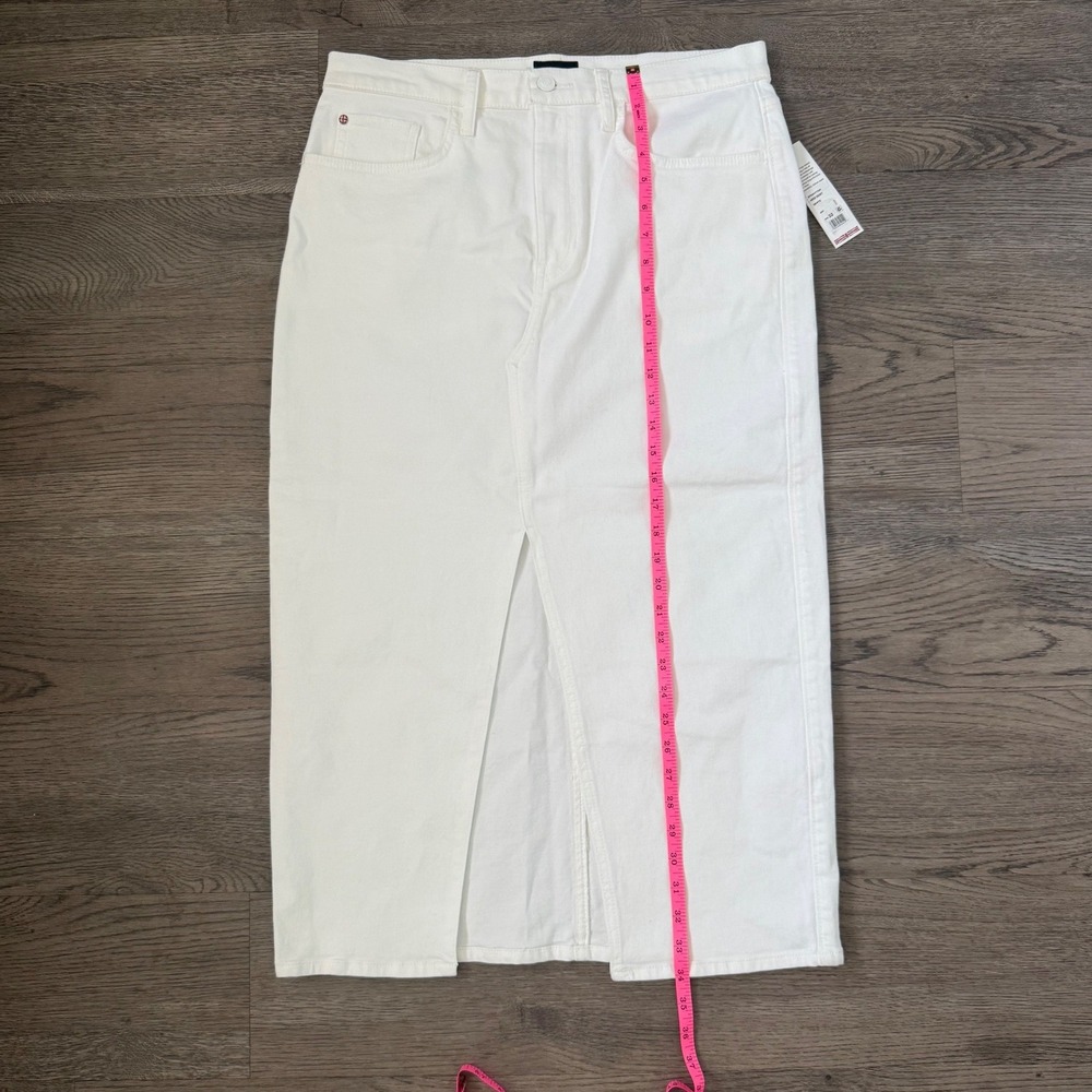 Hudson‎ White Denim Midi Skirt Size 32 NWT High Rise Front Slit Stretch Cotton - Picture 10 of 11